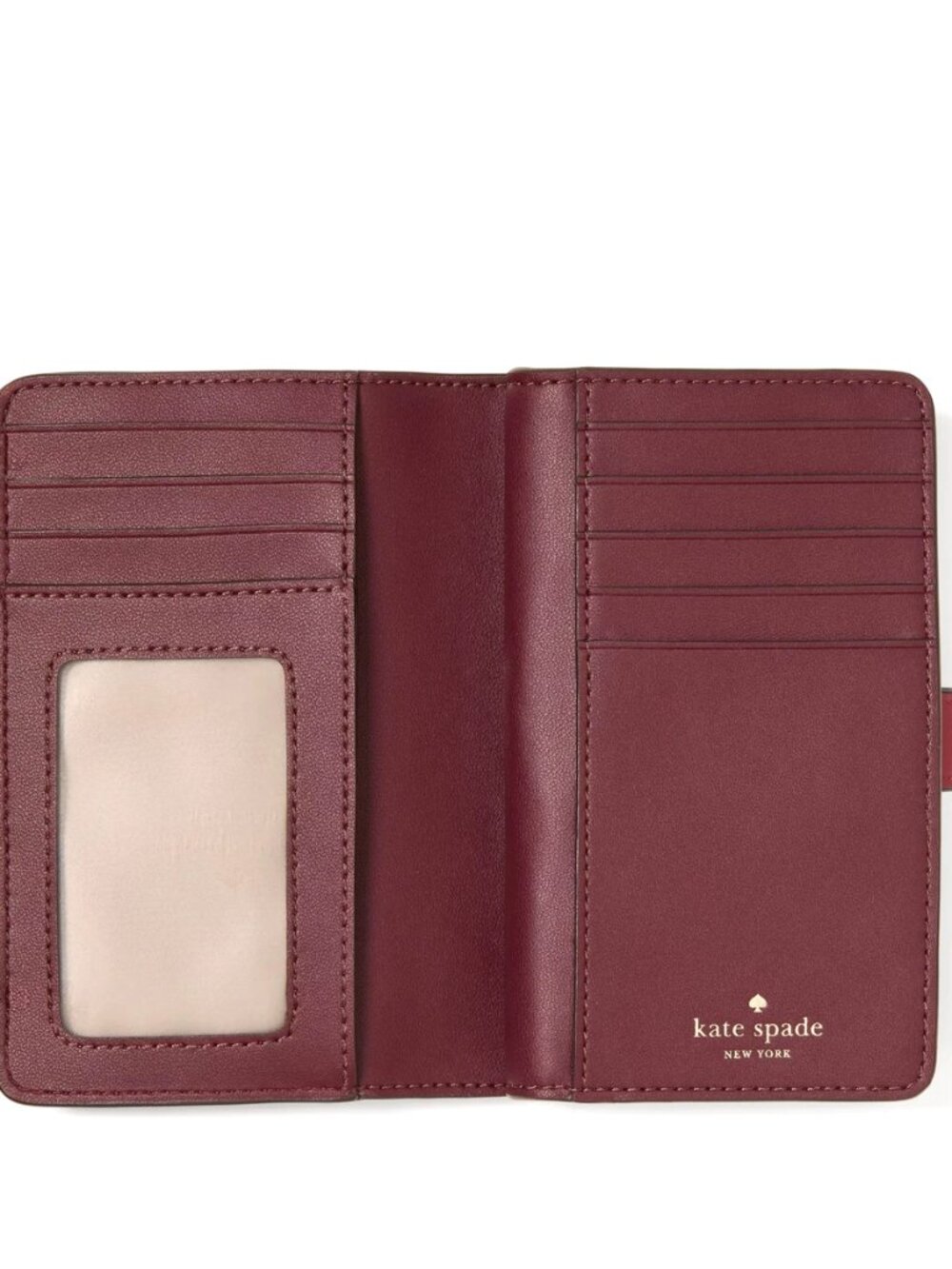 New Kate Spade Medium Compact Bifold Wallet Smooth Leather Red Jasper